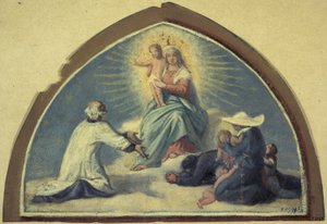 Jomfruen præsenterer Jesusbarnet for Sankt Vincent de Paul af Jules Richomme