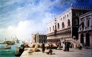 The Quayside, Venedig af Jules Romain Joyant