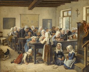 En bretonsk pigeskole, 1882.