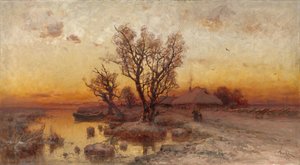 Solnedgang over en ukrainsk Hamlet, 1915