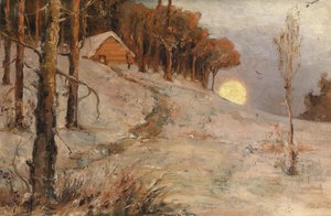 Vinterskov i aftensolens stråler, 1902