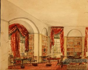 Set fra siden af biblioteket i Aynhoe af Julia Cartwright
