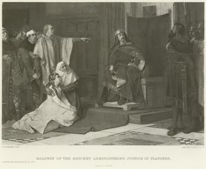 Baldwin of the Hatchet administrerer retfærdighed i Flandern (dybtryk) af Juliaan de Vriendt