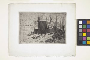 Både ved Port Erin - Isle Of Man (ætsning) af Julian Alden Weir