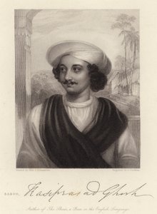 Baboo Kasiprasad Ghosh (gravering) af Julian E. (after) Drummond