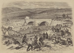 Traktir-broen over Tchernaya, der viser værkerne opført af franskmændene til deres forsvar efter slaget
