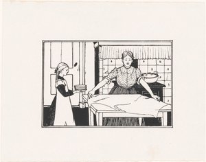 Kvinde og pige dækker et bord af Julie de Graag