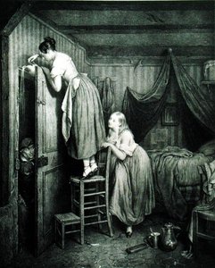 Den straffede Nosy Parker, graveret af Alphonse Leon Noel (1807-84) (tryk) af Julien (after) Vallou de Villeneuve