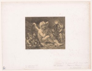 Amor og putti skærper deres pile Les Preparatifs de la guerre af Julien Leopold Boilly