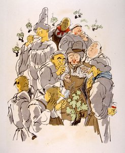 Humoristisk vinillustration 1946.Illustration af Julien Pavil af Julien Pavil