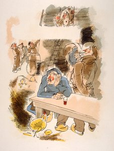 Humoristisk vinillustration 1946.Illustration af Julien Pavil af Julien Pavil