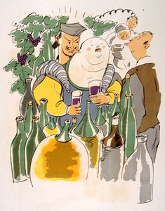 Humoristisk vinillustration 1946.illustration af Julien Pavil af Julien Pavil