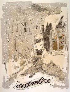 Humoristisk vinillustration 1946.Illustration af Julien Pavil af Julien Pavil