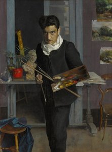 Selvportræt af kunstneren i hans atelier, 1898. af Julio Romero de Torres