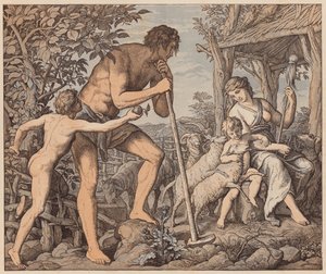 Adam og Eva efter syndefaldet, Første Mosebog, III af Julius (after) Schnorr von Carolsfeld