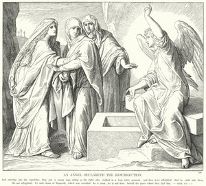 En engel erklærer opstandelsen (gravering) af Julius (after) Schnorr von Carolsfeld