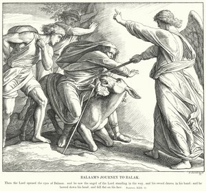 Balaams rejse til Balak (gravering) af Julius (after) Schnorr von Carolsfeld