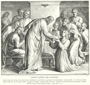Kristus spiser påsken (gravering) af Julius (after) Schnorr von Carolsfeld