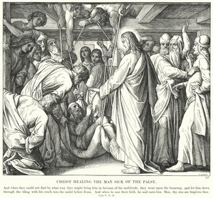 Kristus helbreder den paresesyge mand (gravering) af Julius (after) Schnorr von Carolsfeld
