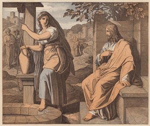Kristus og kvinden fra Samaria, Johannesevangeliet, IV af Julius (after) Schnorr von Carolsfeld