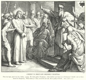 Kristus er bragt foran Kajfas (gravering) af Julius (after) Schnorr von Carolsfeld