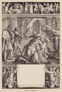 Nibelungesangen: Criemhilds død (kobberstik) af Julius (after) Schnorr von Carolsfeld