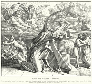 Salmisten David, Andragende (gravering) af Julius (after) Schnorr von Carolsfeld