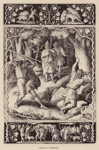 Siegfrieds død (kobberstik) af Julius (after) Schnorr von Carolsfeld