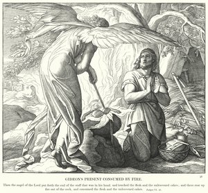 Gideons gave fortæret af ild (gravering) af Julius (after) Schnorr von Carolsfeld