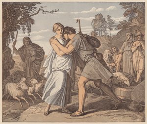 Jakob og Rakel ved brønden, Første Mosebog, XXIX af Julius (after) Schnorr von Carolsfeld