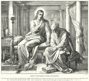 Jesus taler med Nikodemus (gravering) af Julius (after) Schnorr von Carolsfeld