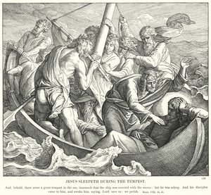 Jesus sover under stormen (gravering) af Julius (after) Schnorr von Carolsfeld
