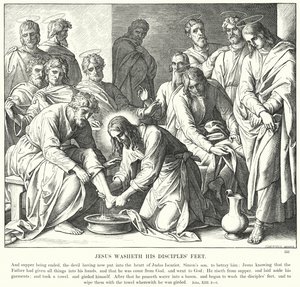 Jesus vasker sine disciples fødder (gravering) af Julius (after) Schnorr von Carolsfeld