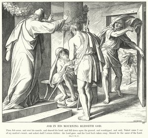 Job i sin sorg velsigner Gud (gravering) af Julius (after) Schnorr von Carolsfeld