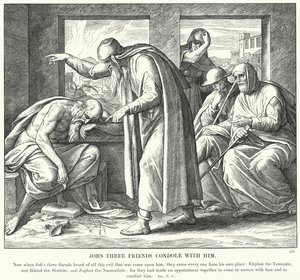 Jobs tre venner kondolerer med ham (gravering) af Julius (after) Schnorr von Carolsfeld