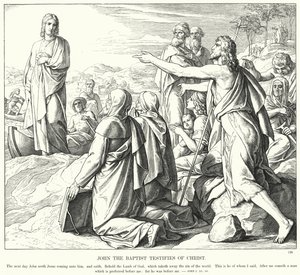 Johannes Døberen vidner om Kristus (gravering) af Julius (after) Schnorr von Carolsfeld