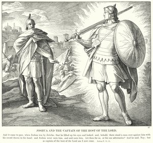 Joshua og høvdingen for Herrens Hær (gravering) af Julius (after) Schnorr von Carolsfeld
