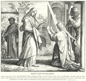 Marias besøg hos Elisabeth (gravering) af Julius (after) Schnorr von Carolsfeld