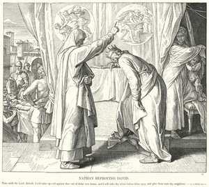 Nathan irettesætter David (gravering) af Julius (after) Schnorr von Carolsfeld