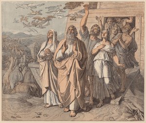 Noa og hans familie forlader arken, Første Mosebog, VIII af Julius (after) Schnorr von Carolsfeld