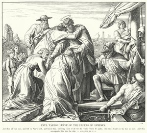 Paulus tager afsked med de ældste i Efesos (gravering) af Julius (after) Schnorr von Carolsfeld