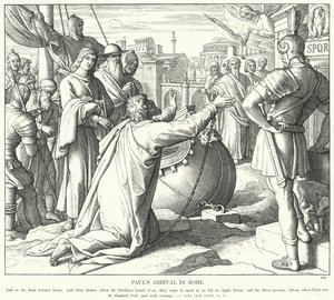 Pauls ankomst til Rom (gravering) af Julius (after) Schnorr von Carolsfeld