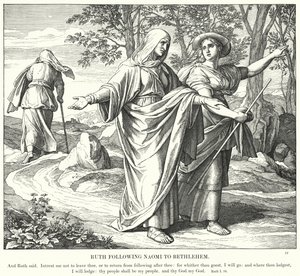 Ruth følger Naomi til Betlehem (gravering) af Julius (after) Schnorr von Carolsfeld