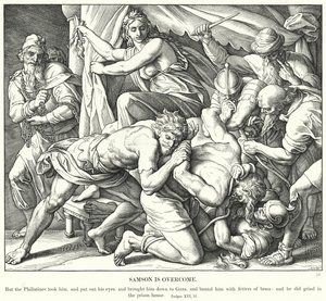 Samson er overvundet (gravering) af Julius (after) Schnorr von Carolsfeld
