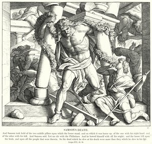 Samsons død (gravering) af Julius (after) Schnorr von Carolsfeld