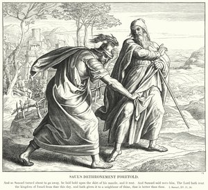 Sauls detronisering forudsagt (gravering) af Julius (after) Schnorr von Carolsfeld