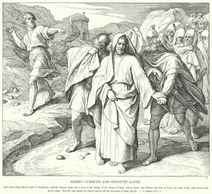 Shimei Curseth og Stoneth David (gravering) af Julius (after) Schnorr von Carolsfeld
