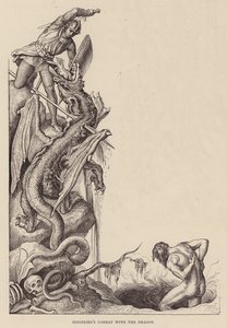 Siegfrieds kamp med dragen (kobberstik) af Julius (after) Schnorr von Carolsfeld