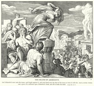 Abimeleks død (gravering) af Julius (after) Schnorr von Carolsfeld