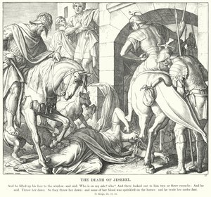 Jesebels død (gravering) af Julius (after) Schnorr von Carolsfeld